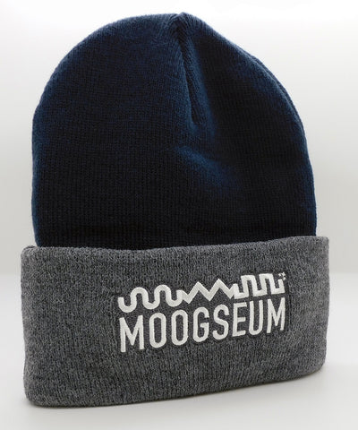 Beanies: Moogseum Logo Navy/Oxford Cuff