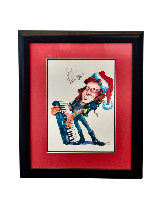 Keith Emerson Autographed Caricature by Keith Bell