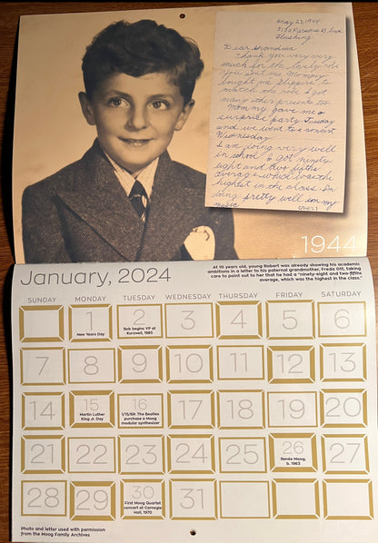 Calendar: 2024 Bob Moog - His Life and Work 90th Birthday Commemorative Calendar