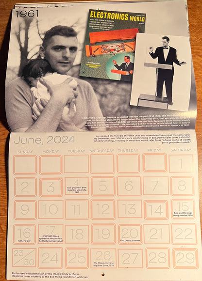 Calendar: 2024 Bob Moog - His Life and Work 90th Birthday Commemorative Calendar